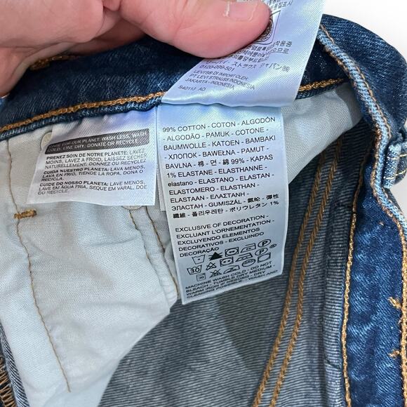 Levi's 501 High Rise Dark Wash Cut-Off Denim Shorts Distressed Womens Size 30 - Picture 2 of 9